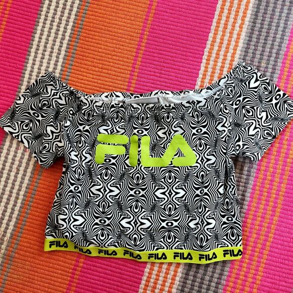 Urban Outfitters Scene Lime Green Psychedelic Crop Top - Picture 2 of 5